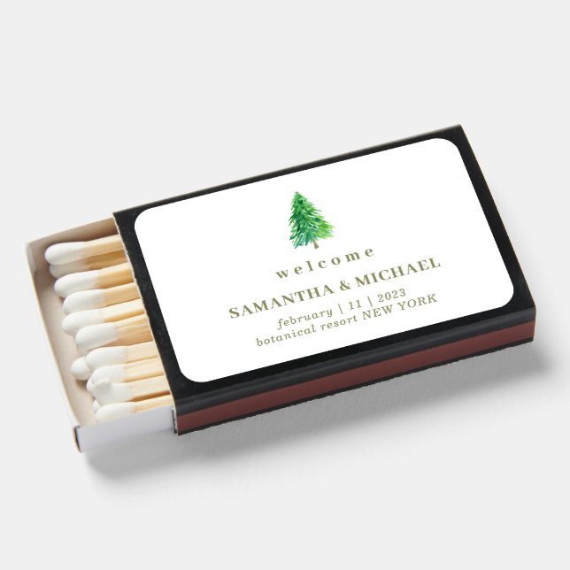 Forest TREE Floral Wedding Gift Matchboxes (Front Open)