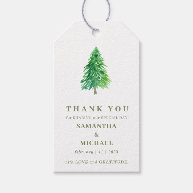 Forest Tree Flower Classic Wedding Thank You Gift Tags