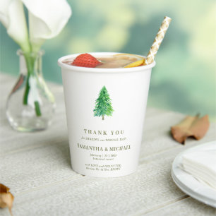 Forest tree Flower Minimal Drink Wedding Paper Cups