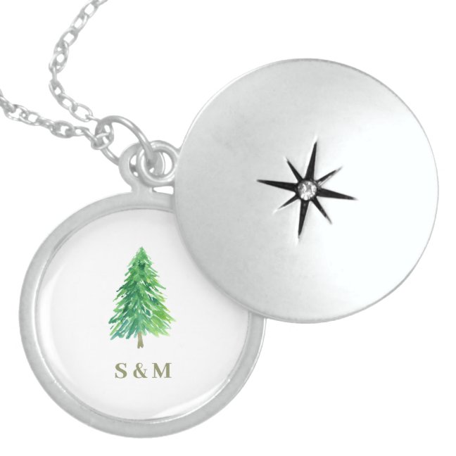 Forest Tree Flower Modern Cute Wedding Locket Necklace