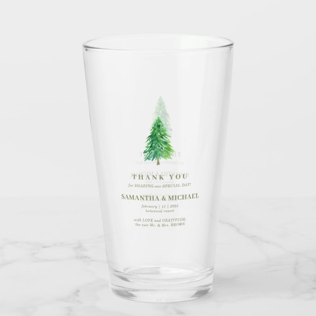 Forest Tree flower Modern Simple Wedding Glass (Back)