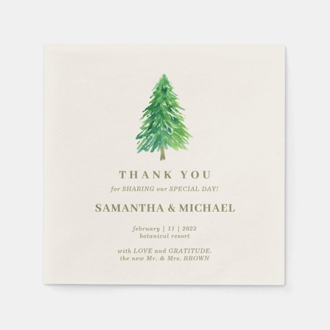 Forest TREE Flower Modern Wedding Napkins (Front)