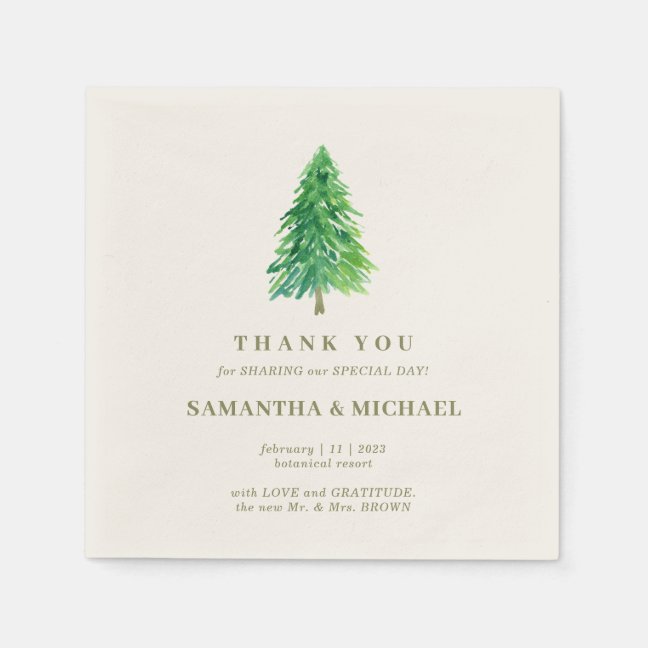 Forest TREE Flower Modern Wedding Napkins