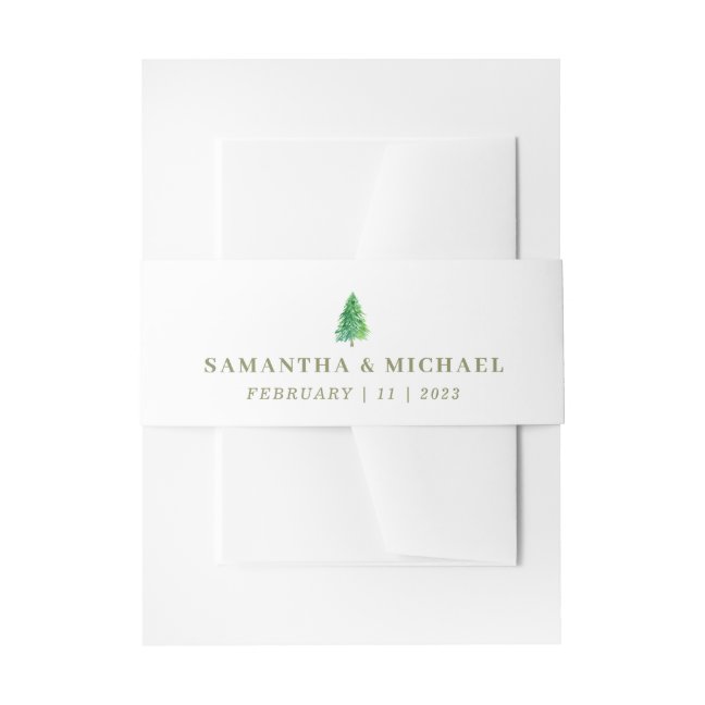 Forest Tree Flower Monogram Elegant Invitation Belly Band