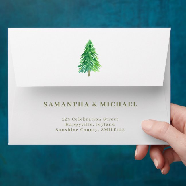 Forest Tree Flower Monogram Simple Envelope