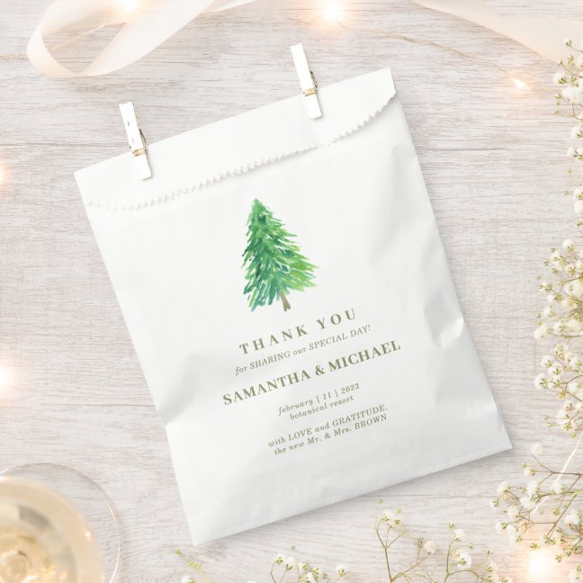 Forest Tree Simple Flower Elegant Wedding Favor Bag