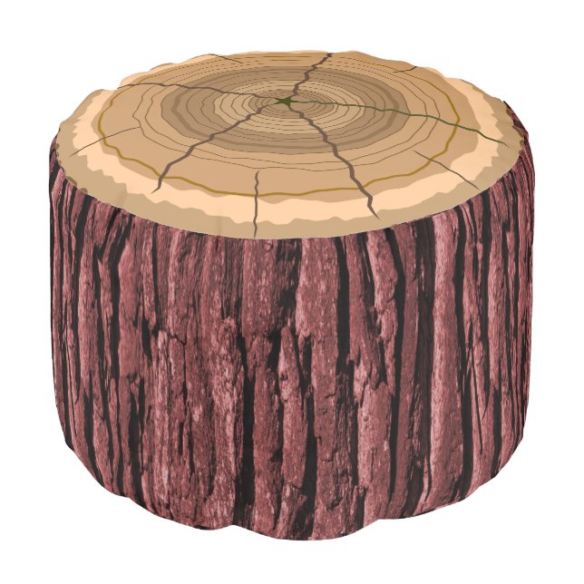 Forest tree trunk stump pouf (Angled Front)