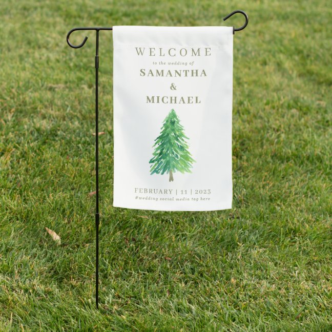 Forest Tree Watercolor Floral Flower Modern Garden Flag
