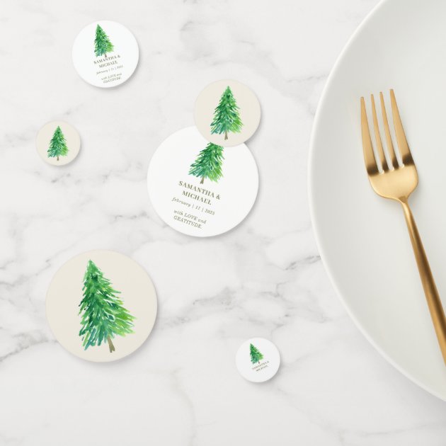 Forest Tree Watercolor Flower Favorite Wedding Confetti