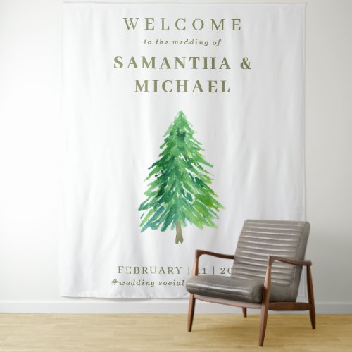 Forest TREE Welcome to the wedding Flower Tapestry