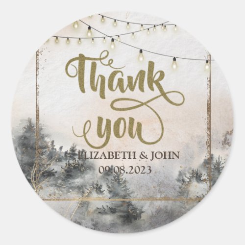 Forest Tree Woodland  Thank You Classic Round Sticker