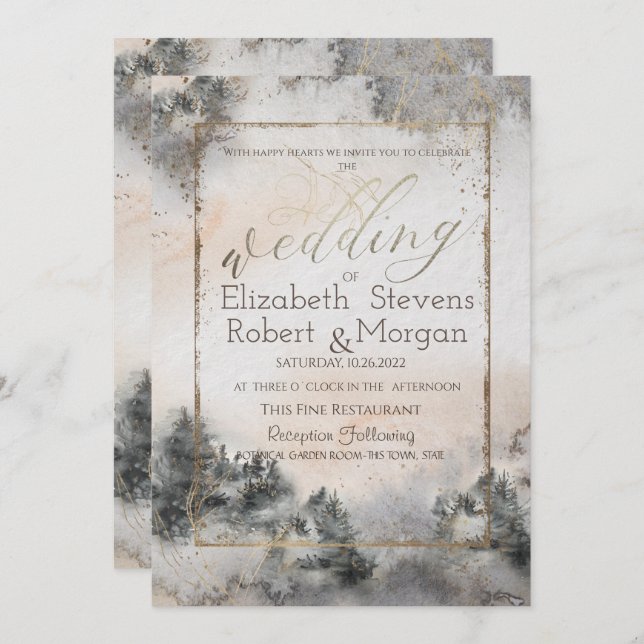 Forest Tree Woodland Wedding   Invitation (Front/Back)