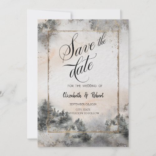 Forest Tree Woodland Wedding Save The Date