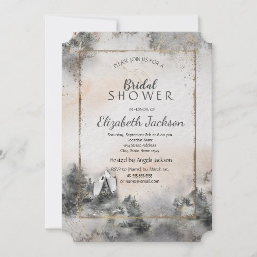 Forest Tree Woodland  Wine glass Bridal Shower Invitation