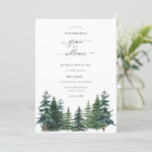 Forest Trees Calligraphy Script Wedding Invitation (Standing Front)