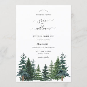 Forest Trees Calligraphy Script Wedding Invitation