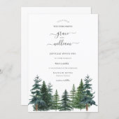 Forest Trees Calligraphy Script Wedding Invitation (Front/Back)