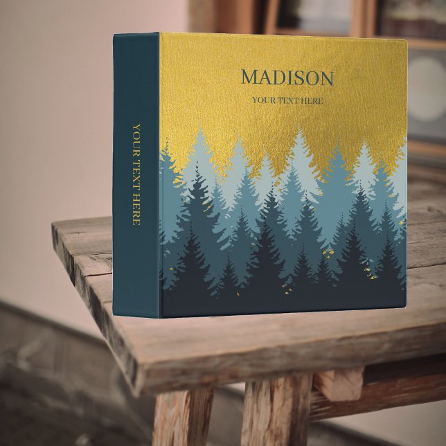 Forest Trees Golden Landscape  3 Ring Binder (Creator Uploaded)