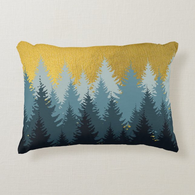 Forest Trees Golden Landscape   Accent Pillow (Front)