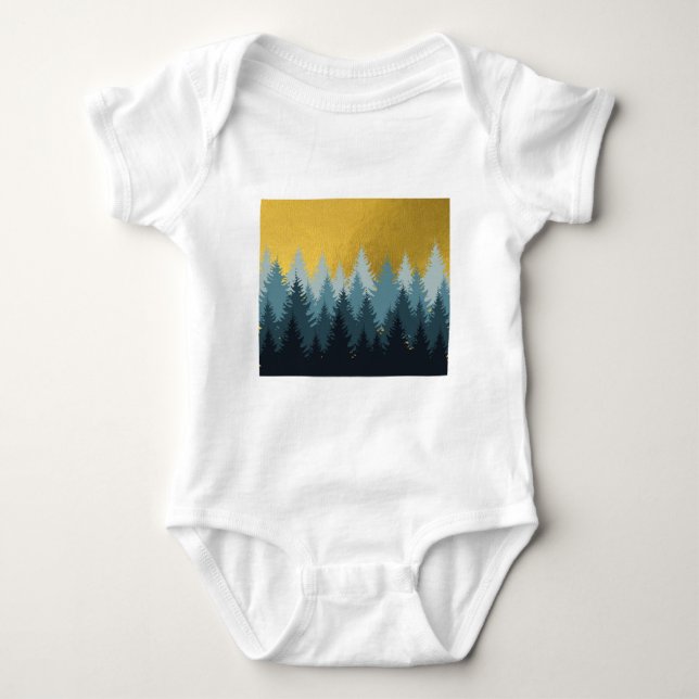 Forest Trees Golden Landscape  Baby Bodysuit (Front)