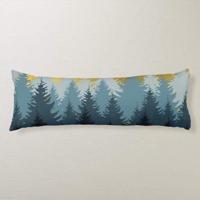 Forest Trees Golden Landscape Body Pillow (Front)
