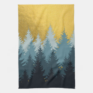 Forest Trees Golden Landscape  Kitchen Towel