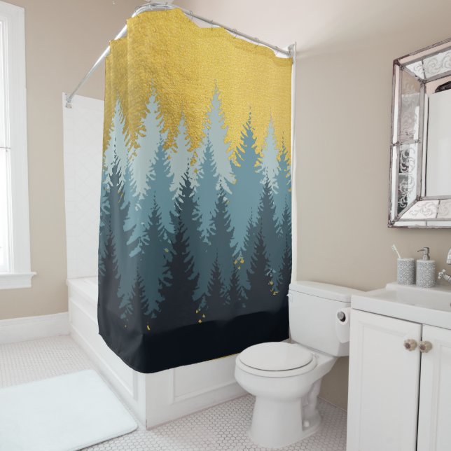Forest Trees Golden Landscape   Shower Curtain (In Situ)