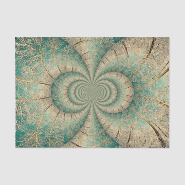 Forest Trees Green Brown Winter Woodland Tissue Paper (Front)