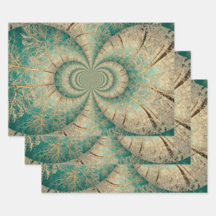 Forest Trees Green Brown Winter Woodland Wrapping Paper Sheets