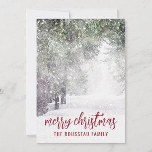 Forest Trees In Winter Snow Christmas Holiday Card
