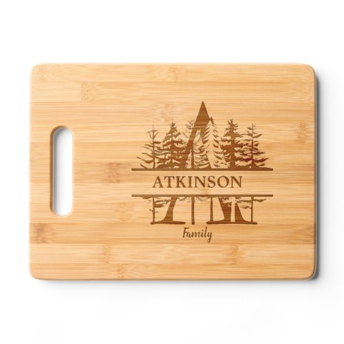 Forest Trees Letter A Family Name Cutting Board