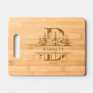 Forest Trees Letter B Family Name Engraved Cutting Board