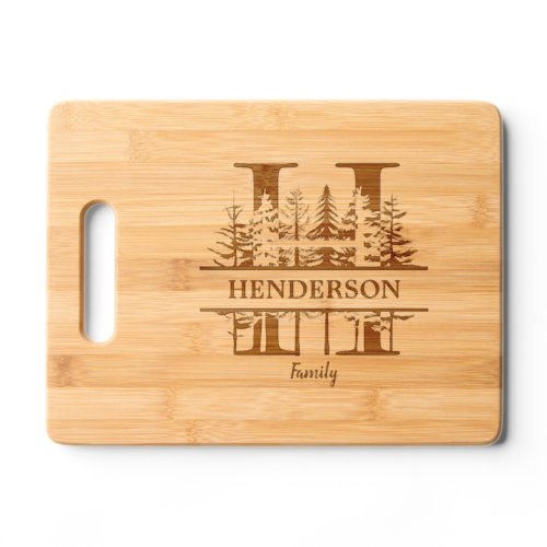 Forest Trees Letter H Family Name Cutting Board