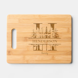 Forest Trees Letter H Family Name Engraved Cutting Board