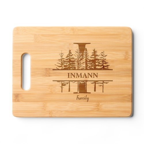 Forest Trees Letter I Family Name Cutting Board