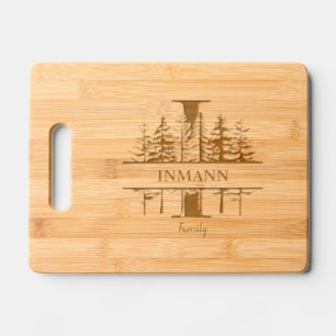 Forest Trees Letter I Family Name Engraved Cutting Board