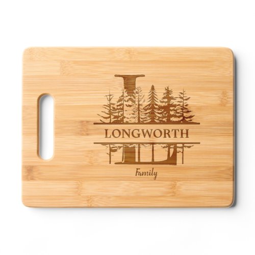 Forest Trees Letter L Family Name Cutting Board