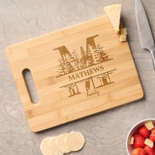 Forest Trees Letter M Family Name Cutting Board