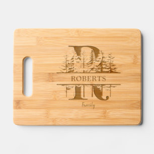 Forest Trees Letter R Family Name Engraved Cutting Board