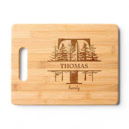 Forest Trees Letter T Family Name Cutting Board