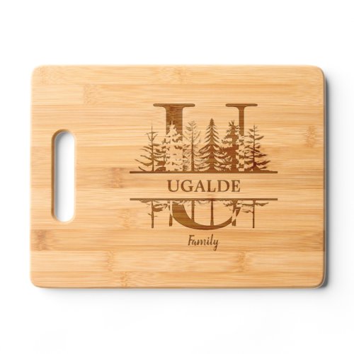 Forest Trees Letter U Family Name Cutting Board