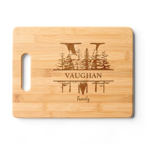Forest Trees Letter V Family Name Cutting Board