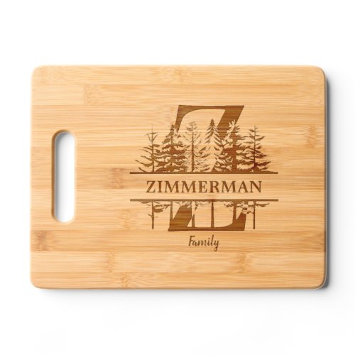 Forest Trees Letter Z Family Name Cutting Board