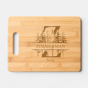 Forest Trees Letter Z Family Name Engraved Cutting Board