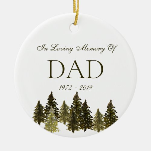 Forest Trees Memorial Loss Of Loved One Christmas Ceramic Ornament