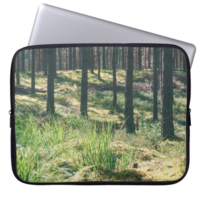 Forest trees. nature green wood sunlight backgroun laptop sleeve (Front)