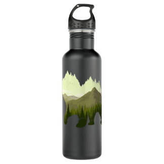 Forest Trees Outdoors Nature Animal Wildlife Mount Stainless Steel Water Bottle