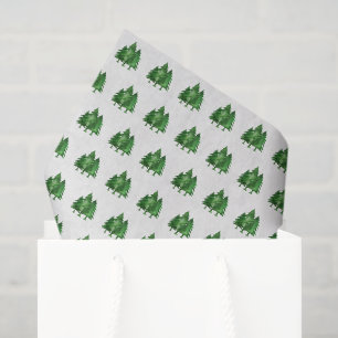 forest trees pine watercolor green christmas tissue paper