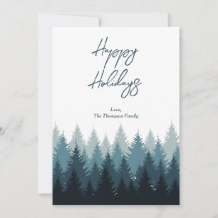Forest Trees Rustic Landscape Happy Holidays Holiday Card