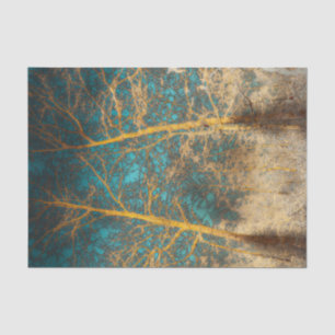Forest Trees Teal Sky Winter Woodland Negative Tissue Paper